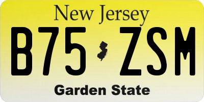 NJ license plate B75ZSM