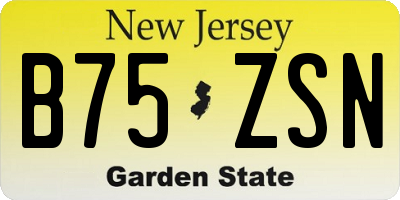 NJ license plate B75ZSN