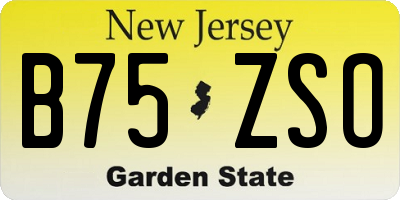 NJ license plate B75ZSO