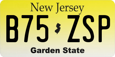 NJ license plate B75ZSP