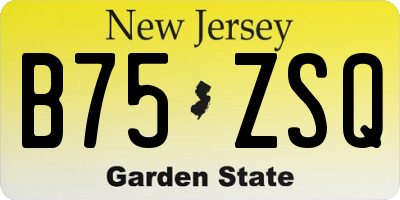 NJ license plate B75ZSQ