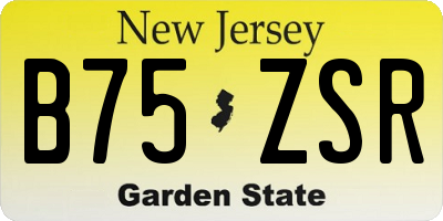NJ license plate B75ZSR
