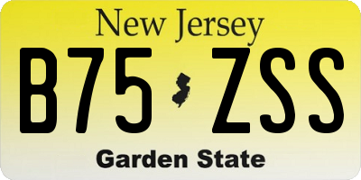 NJ license plate B75ZSS