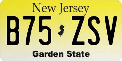 NJ license plate B75ZSV