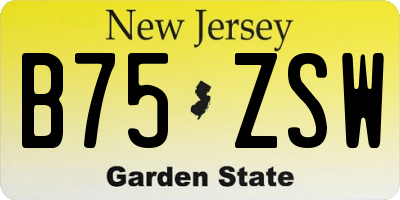 NJ license plate B75ZSW