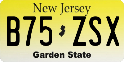 NJ license plate B75ZSX