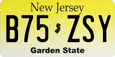 NJ license plate B75ZSY