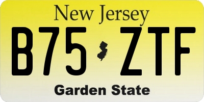 NJ license plate B75ZTF
