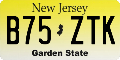 NJ license plate B75ZTK
