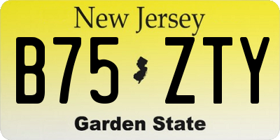NJ license plate B75ZTY