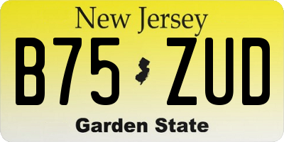 NJ license plate B75ZUD