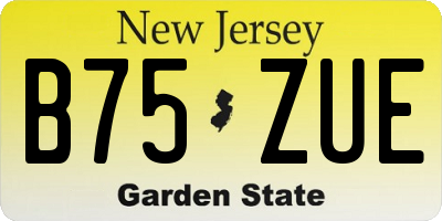 NJ license plate B75ZUE