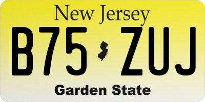 NJ license plate B75ZUJ