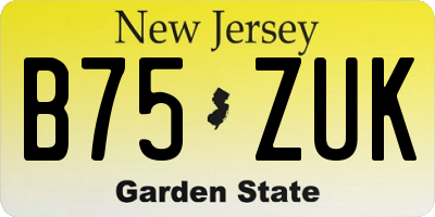 NJ license plate B75ZUK