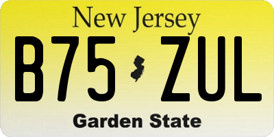 NJ license plate B75ZUL