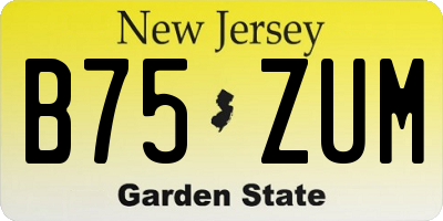 NJ license plate B75ZUM