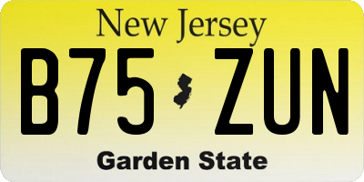 NJ license plate B75ZUN