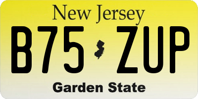 NJ license plate B75ZUP