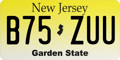 NJ license plate B75ZUU