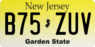 NJ license plate B75ZUV
