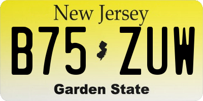 NJ license plate B75ZUW