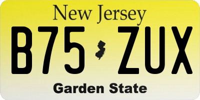 NJ license plate B75ZUX