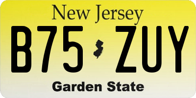 NJ license plate B75ZUY