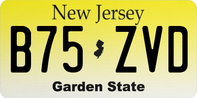 NJ license plate B75ZVD