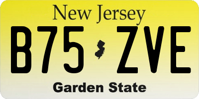 NJ license plate B75ZVE