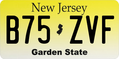 NJ license plate B75ZVF
