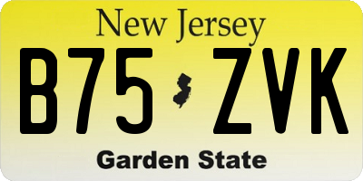 NJ license plate B75ZVK