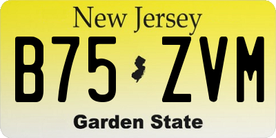 NJ license plate B75ZVM