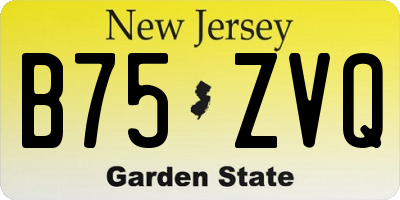 NJ license plate B75ZVQ