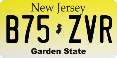 NJ license plate B75ZVR
