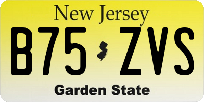 NJ license plate B75ZVS