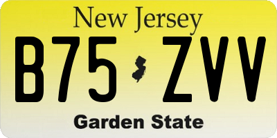 NJ license plate B75ZVV