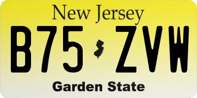 NJ license plate B75ZVW