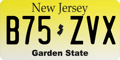 NJ license plate B75ZVX