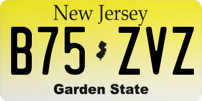 NJ license plate B75ZVZ