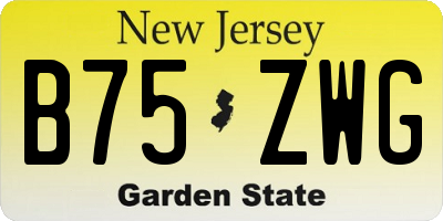 NJ license plate B75ZWG