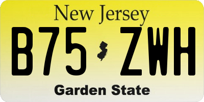 NJ license plate B75ZWH