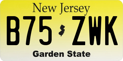 NJ license plate B75ZWK