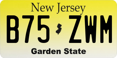NJ license plate B75ZWM