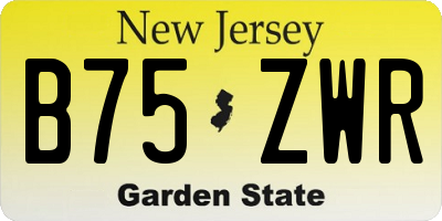NJ license plate B75ZWR