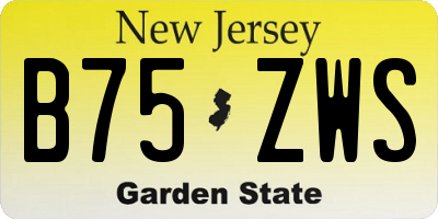 NJ license plate B75ZWS