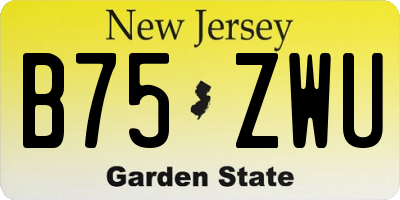 NJ license plate B75ZWU