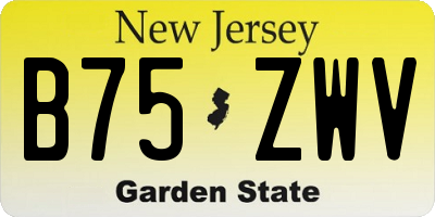 NJ license plate B75ZWV