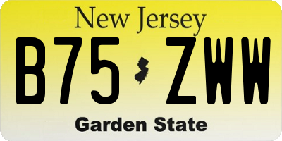 NJ license plate B75ZWW