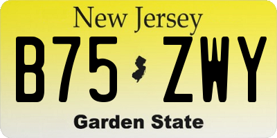 NJ license plate B75ZWY