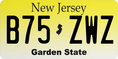NJ license plate B75ZWZ